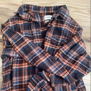 Goodfellow & Co Men's Casual Plaid Shirt - Navy and Orange